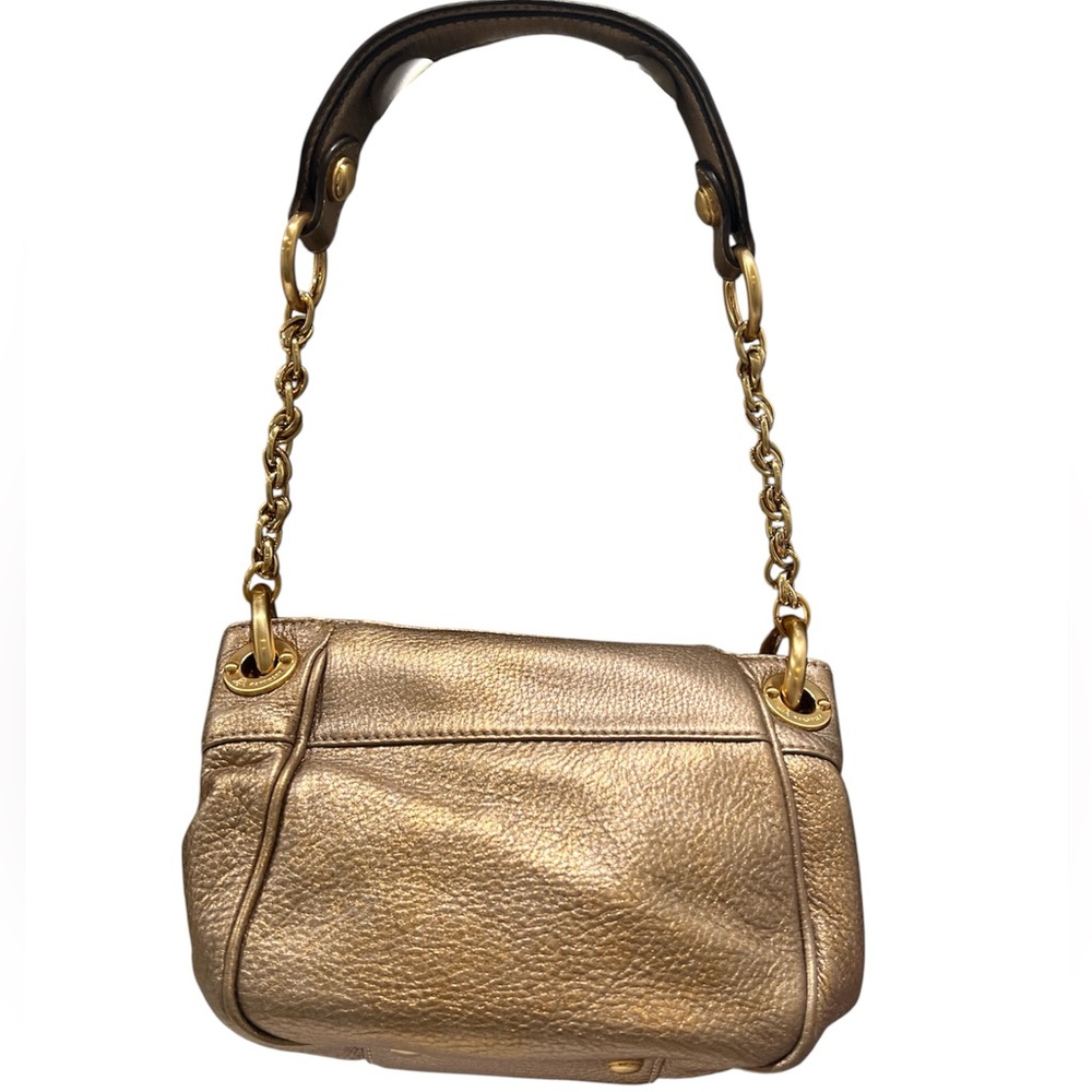 Vintage B Makowsky Bronze Metallic Leather Kiss-Lock Satchel Pristine Condition - Picture 3 of 13